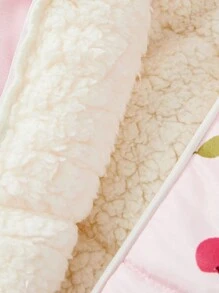 Cozy Pixies 1 chiếc túi ngủ trùm đầu dài tay in họa tiết quả anh đào ấm áp cho trẻ sơ sinh khi đi chơi, mùa thu - Hồng - Xem 8