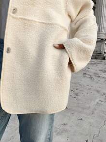 SHEIN LUNE Women Casual Fluffy Pocket Long Sleeve Jacket, Autumn/Winter Winter Women Dress