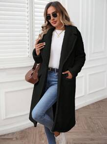 SHEIN LUNE Women's Casual Solid Color Thermal Lined Thicken Jacket, Everyday Basic Outerwear For Autumn/Winter