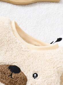 4件套男婴可爱熊猫印花毛绒上衣和裤子家居服套装 - 彩色 - 查看 4