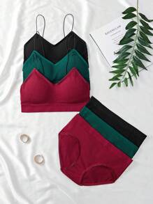 Shein Underwear&Sleepwear Basics Set de 6 piezas de ropa interior informal de unicolor minimalista