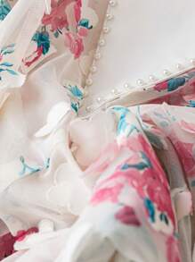 大码女士浪漫3D花朵串珠长袖衬衫，情人节 - 彩色 - 查看 5