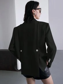 Ontre Blazer Setelan Kasual Wanita, Gaya Retro untuk Musim Gugur - Hitam - View 11