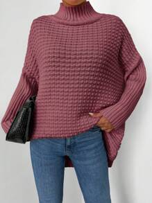 EURMUSE 大码纯色休闲圆领毛衣，秋冬装 - 咖啡棕 - 查看 1