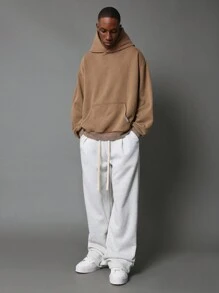 SUMWON Cozy Oversized Premium Fleece Pullover Hoodie With Kangaroo Pocket Winter Sweatshirt Loungewear Athletic Workout Casual Streetwear - Brown - View 4
