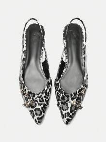 CUCCOO BIZCHIC Pre Fashion 女式尖头豹纹平底鞋 - 黑與白 - 查看 2