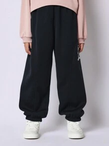 SUMWON Varsity League International 慢跑运动裤 弹性裤脚 宽松版型 运动服 青少年休闲运动风 秋冬街头风 休闲运动裤 - 深灰色 - 查看 3