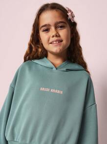 SUMWON قميص ثقيل هودي كبير الحجم مقصوص بتصميم رياضي وشارع كاجوال مناسب للخريف والشتاء من الثقافة الشرق أوسطية - أخضر - مشاهدة 4