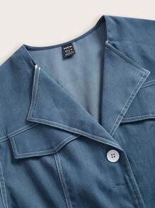 Modelyn 2 件套女士纯色上衣和裤子，简约时尚休闲装，适合日常穿着 2 件套 - 霧霾藍 - 查看 3