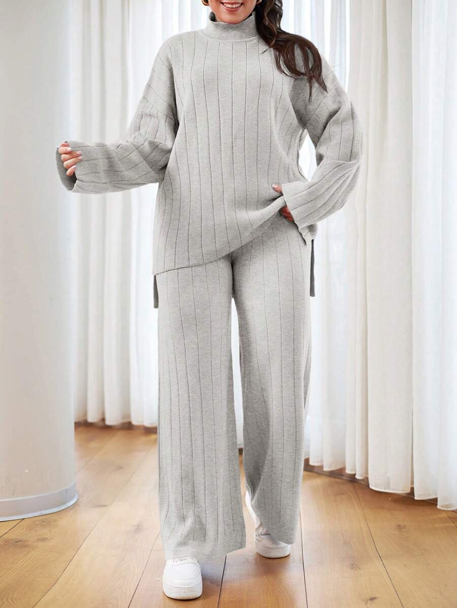 EURMUSE SUÉTER INFORMAL DE CUELLO ALTO TALLA GRANDE - Gris Claro - Ver 1