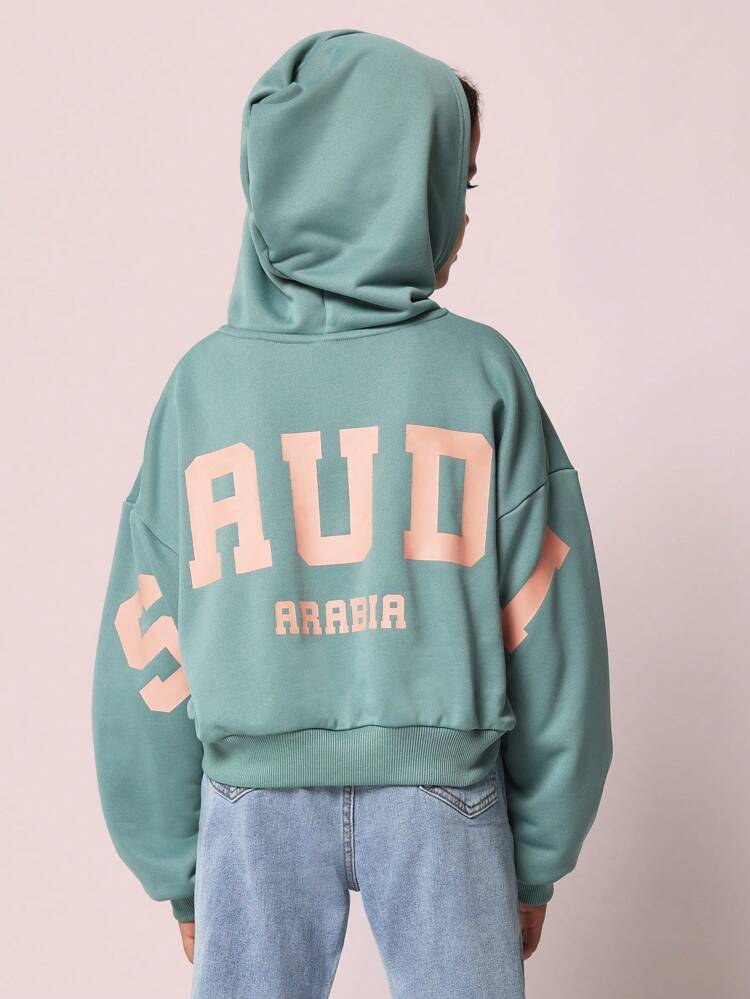 Übergroßes, kurzes Kapuzenpullover-Sweatshirt im orientalischen Design