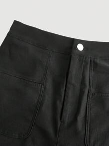 Firerie Women's Black High Waist Short Hot Pants,Summer Casual Hiking Spice Girls Shorts,Comfortable Stretch Fabric,Front Pocket Design,Elegant Holiday - Black - View 7