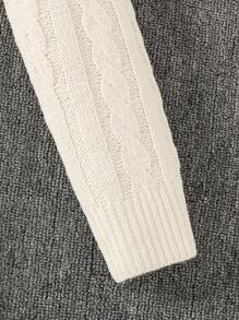 SHEIN 复古粗针织圆领修身蝴蝶结 A 字形长袖毛衣裙，适合少女，适合户外休闲、秋冬季