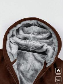 Manfinity Homme Men's Plus Size Front Zipper Long Sleeve Pocket Casual Hooded Jacket