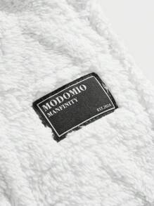 Manfinity VCAY 2pcs Men's Loose Fit Drop Shoulder Hooded Fleece Sweatsuit Set, Warm And Suitable For Autumn/Winter - White - View 5