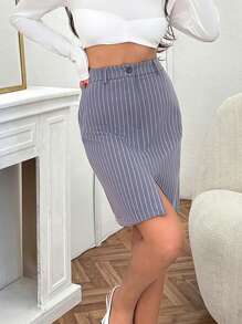 RueChic Women Striped Pattern Low Waist Skirt - Grey - View 5