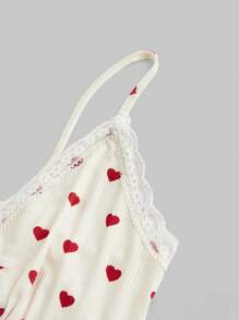 ROMWE Kawaii 大码女式撞色蕾丝蝴蝶结装饰荷叶边吊带背心，适合夏季 - 杏色 - 查看 4