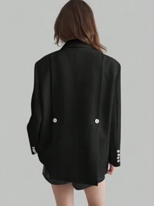 Ontre Blazer Setelan Kasual Wanita, Gaya Retro untuk Musim Gugur - Hitam - View 2