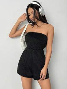 Chiquease Women's Comfortable Furry Tube Top Sexy Romper For Party, Holiday, Home Wear