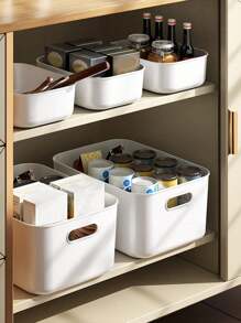 1 个带盖白色塑料收纳盒，用于存放和整理衣物、玩具、零食、饮料、娃娃等，可堆叠收纳篮收纳盒，具有防尘防潮功能，多种尺寸可供选择，非常适合卧室、客厅、书房、宿舍、衣柜，让您的家更整洁 - 白色 - 查看 3