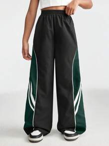 Coolane Kids Pantaloni sportivi neri ampi da ragazza pre-adolescente per l'autunno/inverno, adatti per il ritorno a scuola