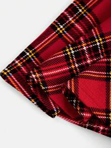 SHEIN Girlism Tween Girl Casual Simple Comfortable Plaid Criss-Cross Waist A-Line Skirt For Christmas