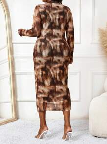 SHEIN Lady Vestido elegante de manga larga midi para primavera, verano, otoño e invierno, tallas grandes para mujeres, ropa de fiesta de Día de San Valentín y Año Nuevo, vestido elegante de boda y vacaciones, trajes de Halloween para mujeres