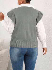 Celure Plus Size Sleeveless Solid Color Pullover Knitted Top