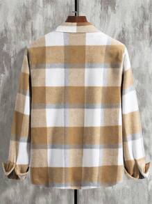 Manfinity Homme Men's Plaid Print Utility Pocket Casual Jacket, Autumn/Winter - Multicolor - View 2