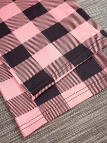 女士格子口袋短袖衬衫和短裤/长裤两件套睡衣套装，休闲 - 彩色 - 查看 6