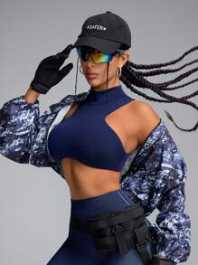 Innovista Curved Hem Sports Bra,Push Up Bra,Workout Tank Tops,Gym Workout & Daily Casual , Running, Cycling, Yoga,Festival - Navy Blue - View 3