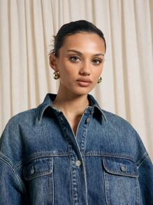 AiiRZ Oversized Denim Shirt - Blue - View 4