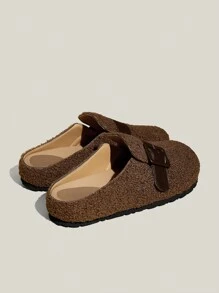 Solecia 女士休闲绵羊毛扣平底乐福鞋，圣诞节和新年假期氛围秋冬季日常穿着 - 棕色 - 查看 5
