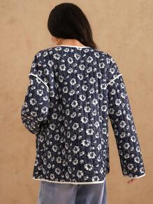 Forever 21 Áo khoác nữ tay dài in kỹ thuật số mùa đông mới về, ấm áp, đệm dày, dáng rộng cho năm mới - Nhiều màu - Xem 2