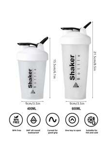 1PC Sport Shaker Bottle For Protein, Water Bottle For Outdoor - White - View 3