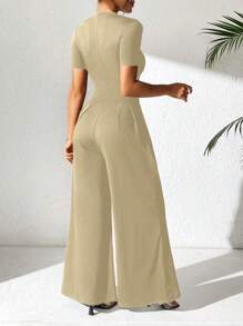 SHEIN PETITE Ladies' Loose Short Sleeve Jumpsuit