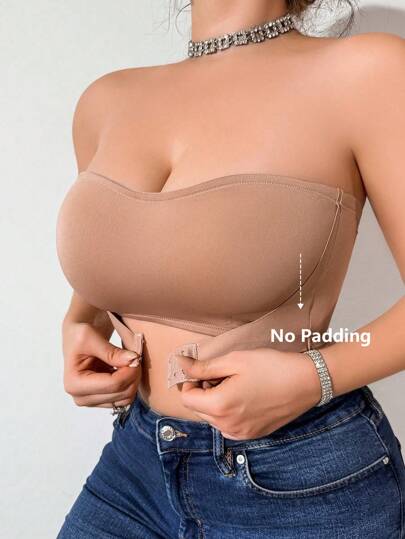 SHEIN 加大码 1 件装 无肩带 无钢圈 支撑性好 轻薄隐形 前扣式文胸