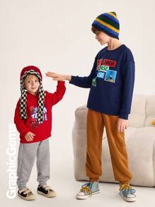 Jonge jongen (klein) Letter Print Eenvoudige Hoodie Sweatshirt