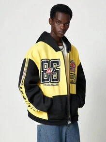 ROMWE MEN Street Life Sudadera con capucha de bloque de color abierto para hombres, ropa de calle