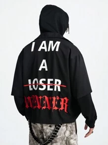 Manfinity VCAY Men's Loose Woven Printed English Letter Short Sleeve Shirt