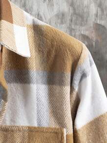 Manfinity Homme Men's Plaid Print Utility Pocket Casual Jacket, Autumn/Winter - Multicolor - View 3