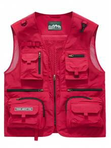 Manfinity Homme 带多个口袋的网眼可拆卸背心工装夹克