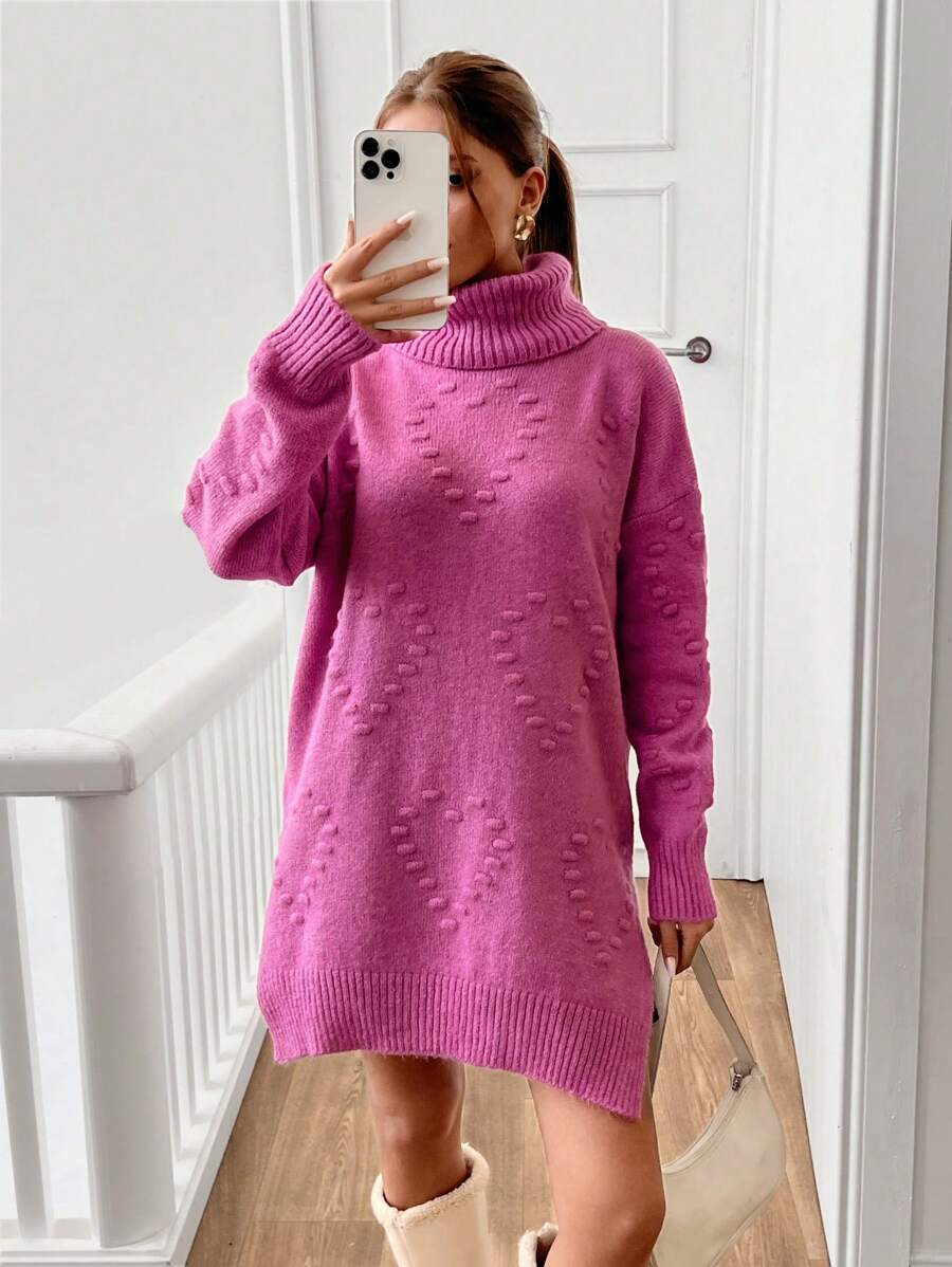 EURMUSE Thermal Lined Soft Turtleneck Pullover Women Sweater, Autumn/Winter New Design - Dusty Pink - View 1
