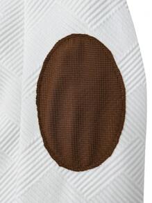 Manfinity Homme Men's Solid Color Patchwork Long Sleeve Front Button Hoodie And Pants Outfit, Minimalist, Fall Clothes