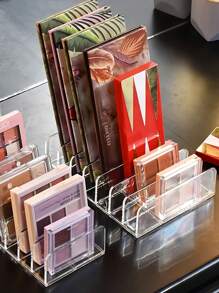 1/2PCS 7-Section Clear Makeup Organizer - 2 Sizes For All Eyeshadow Palettes, Powder & Blush | Space-Saving Cosmetic Storage, Desktop/Drawer Vanity Organizer, Aesthetic Beauty Display, Multi-Compartment Makeup Shelf