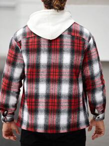 Manfinity Homme Chaqueta casual de manga larga con bolsillo y cierre de botones delantero a cuadros, diseño minimalista para hombre - Multicolor - Ver 2