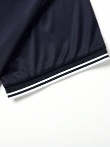 Manfinity Dauomo Plus Size Men's Casual Contrast Trim Short Sleeve Polo Shirt