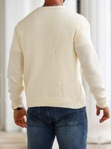 Manfinity Homme Men's Solid Color Long Sleeve Single-Breasted Casual Cardigan, Autumn/Winter - Multicolor - View 2