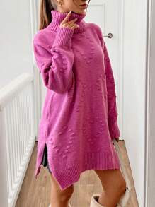 EURMUSE Thermal Lined Soft Turtleneck Pullover Women Sweater, Autumn/Winter New Design - Dusty Pink - View 3