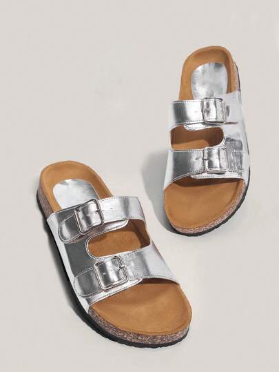 Solecia Woman Shoes Fashion Outdoor Versatile Silver Flat Sandals For Summer Vacation Shoes Summer Halloween Spring Shoes Spring Break Easter